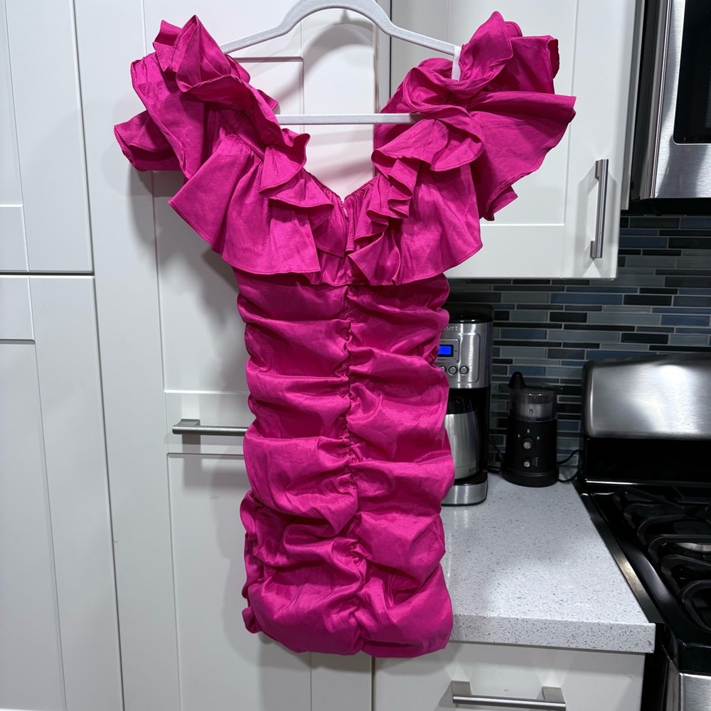 Lovers + Friends Hot Pink Off-Shoulder Ruffle Mini Dress - Picture 7 of 7
